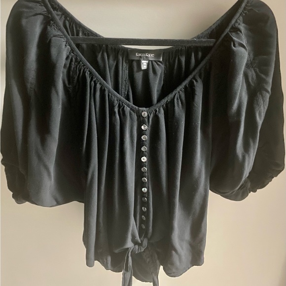 Karen Kane Button-up, Tie Front Top with Dolman Sleeves - Picture 3 of 4